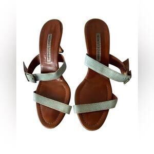 Manolo Blahnik Tan and Gray Sandals Size:38/US:8